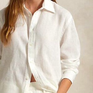 White Textured Polyester Spandex Collar Long Sleeve Bllouse Size XL NWOT